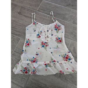 Jack by BB Dakota Floral‎ Tank Peplum Hem Size XS White